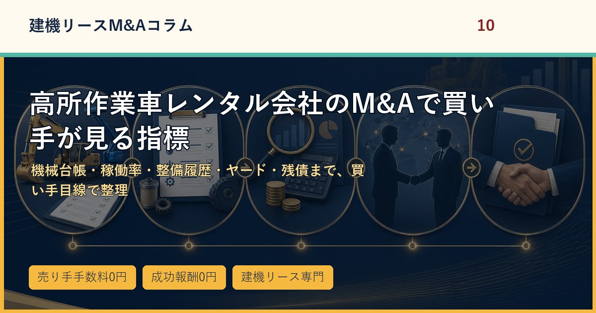 高所作業車レンタル会社のM&Aで買い手が見る指標のアイキャッチ画像