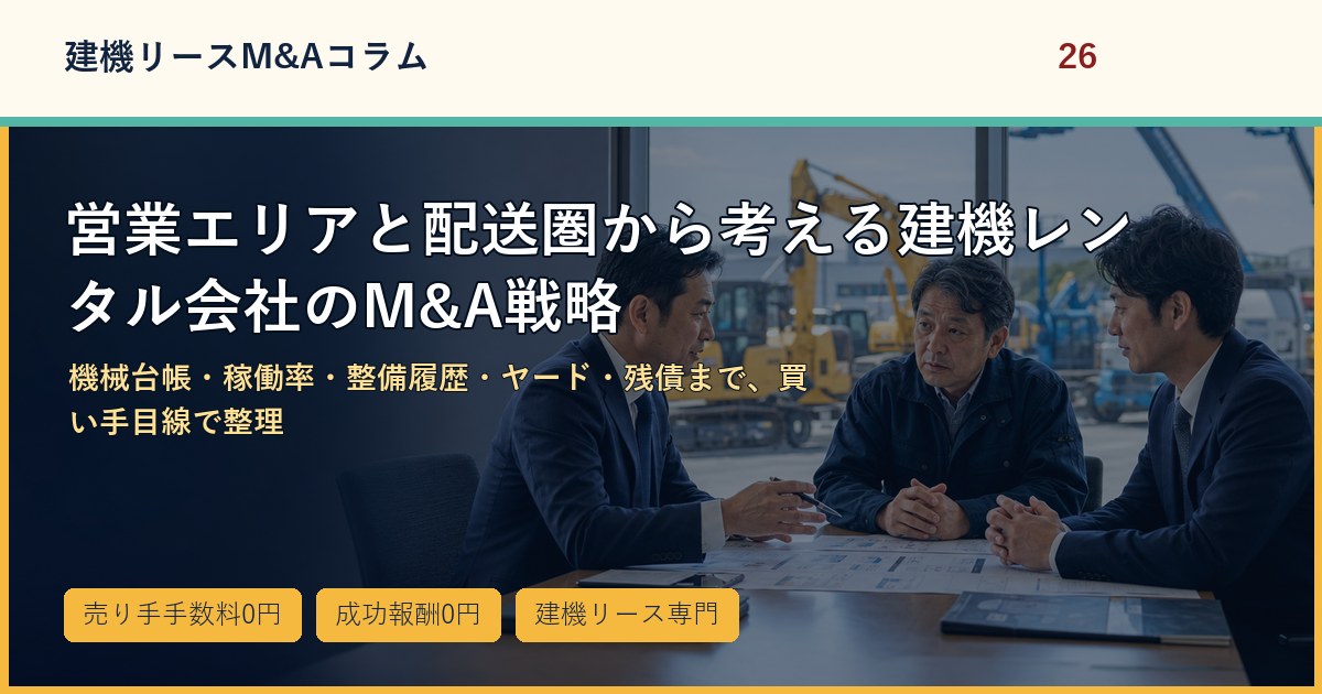 営業エリアと配送圏から考える建機レンタル会社のM&A戦略のアイキャッチ画像