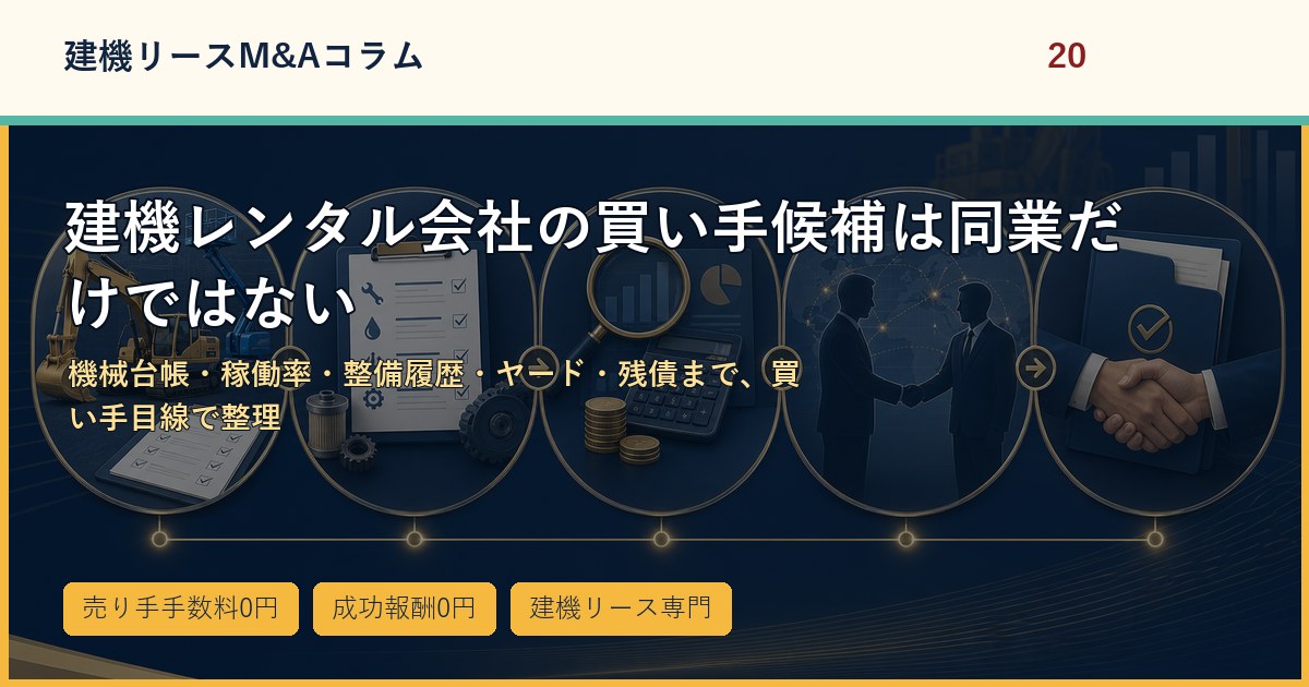 建機レンタル会社の買い手候補は同業だけではないのアイキャッチ画像